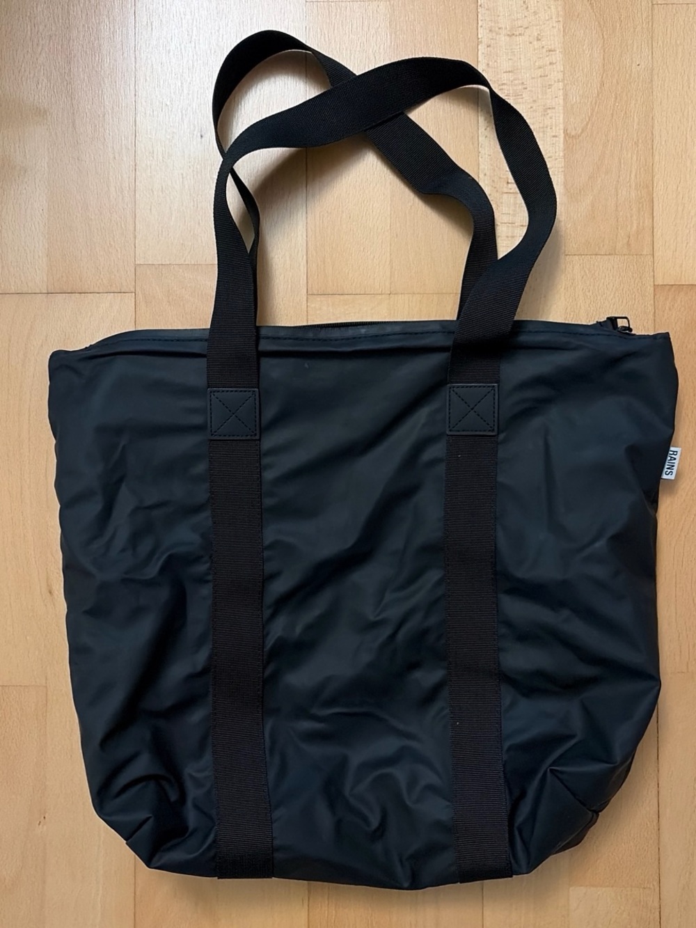 Rains black tote bag